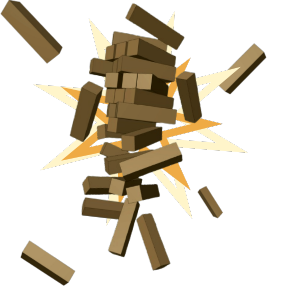 An exploding Jenga Tower